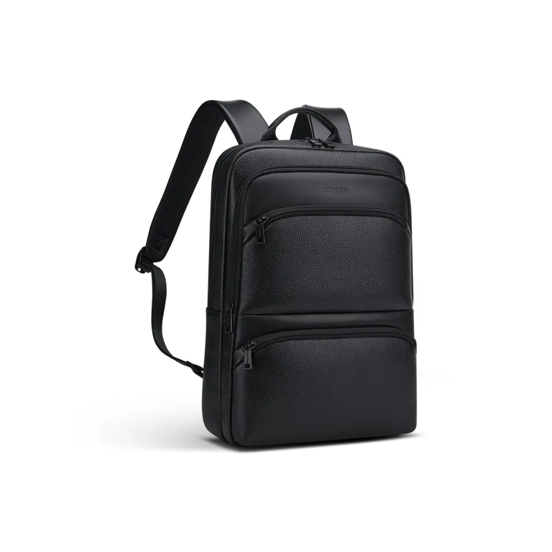 WilliamPOLO Cow Leather Laptop Bag Backpack Regular Men's Black-2
