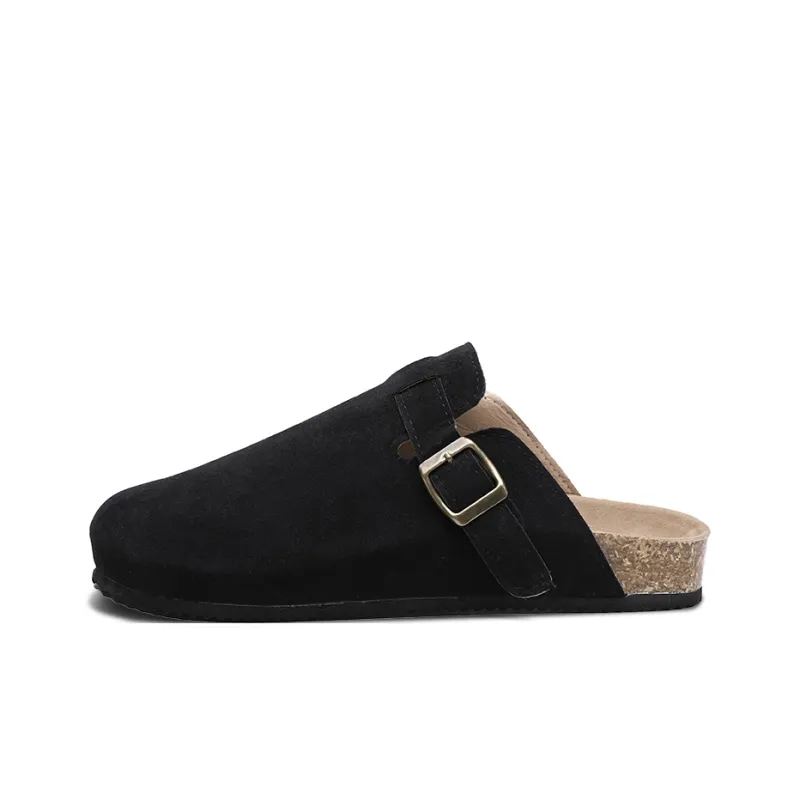 OUGLEMEN Cork Sole Abrasion Resistant Slip Resistant Closed Toe Slippers Unisex-6