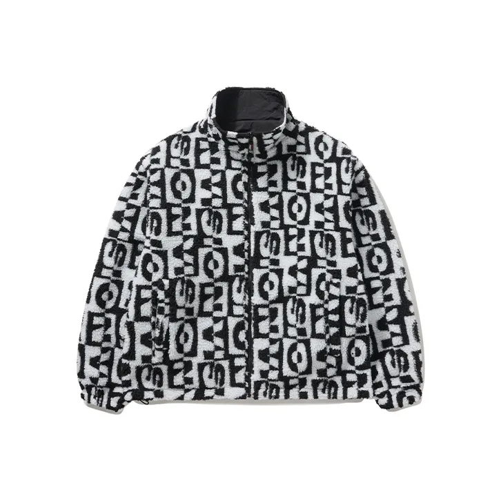 Vision Street Wear Velvet feel Coat Unisex Black White-0