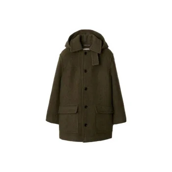 Burberry Single breasted Hooded Wool Coat