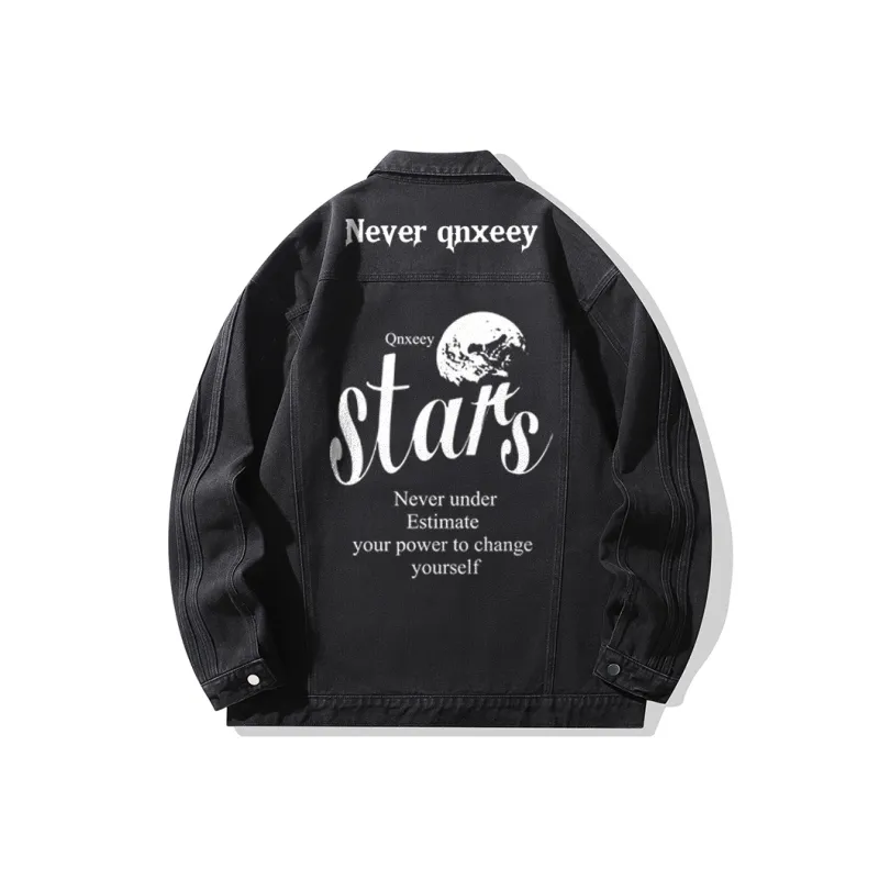 Qnxeey Denim Jackets & Coats Spring And Fall Season Unisex-4