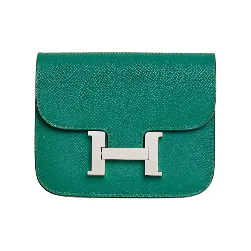 HERMES Constance Slim Epsom Calfskin Fanny Pack Women's U4 Vert Vertigo Dazzling Green/Velour Green