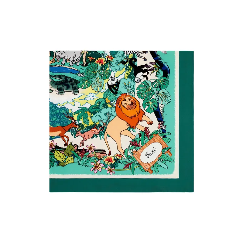 GUCCI Silk, Twill, Silk Scarves Women's Green-1