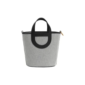 HERMES In The Loop Canvas With Swift Calfskin Handbag Women's Light Beige & Black