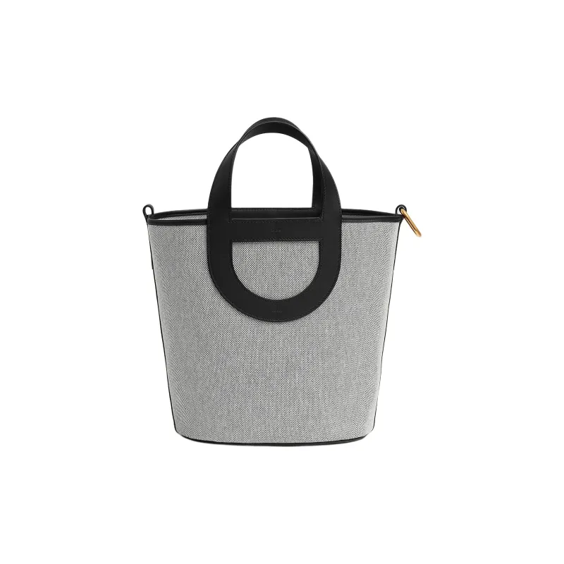 HERMES In The Loop Canvas With Swift Calfskin Handbag Women's Light Beige & Black-0