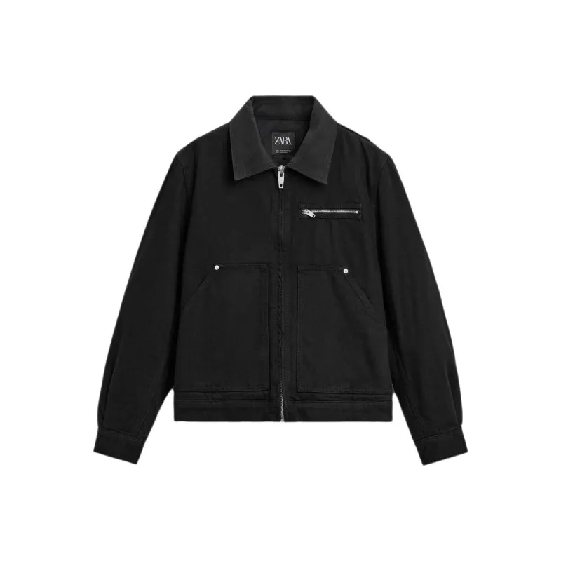 ZARA Denim Jackets Unisex Black-0