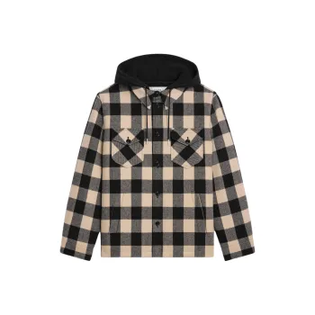 CELINE Hooded Overshirt In Check Wool