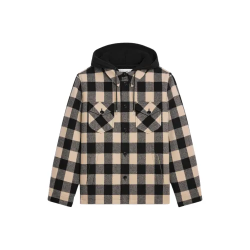 CELINE Hooded Overshirt In Check Wool
