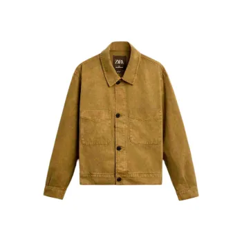 ZARA Denim Jacket Men's Yellow Khaki