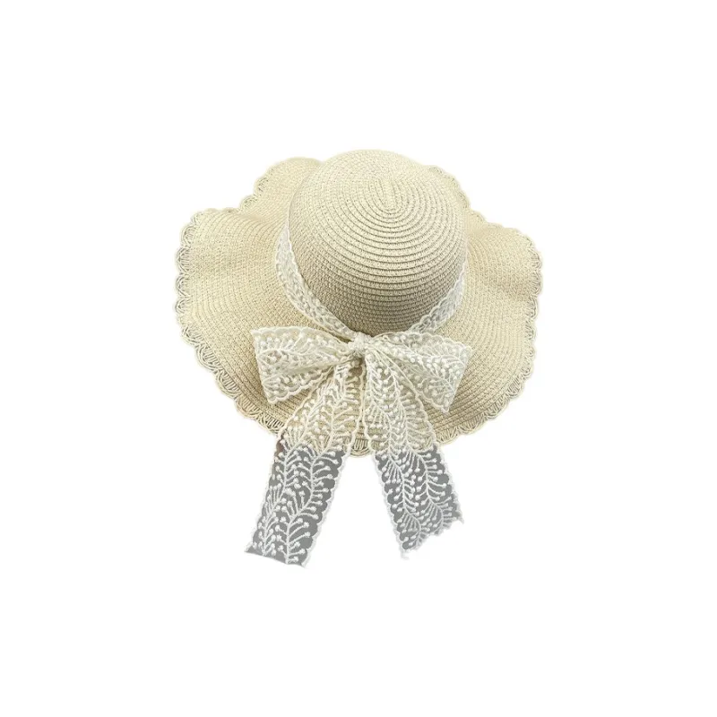 JKEM Straw Woven Sun Protection Hats Women's Beige/Khaki/Pink-0