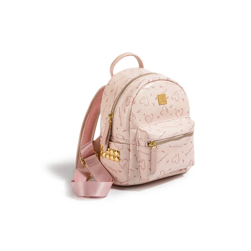 MACKJANICE Polyurethane Backpack Women's Heart Embossed Pink-2