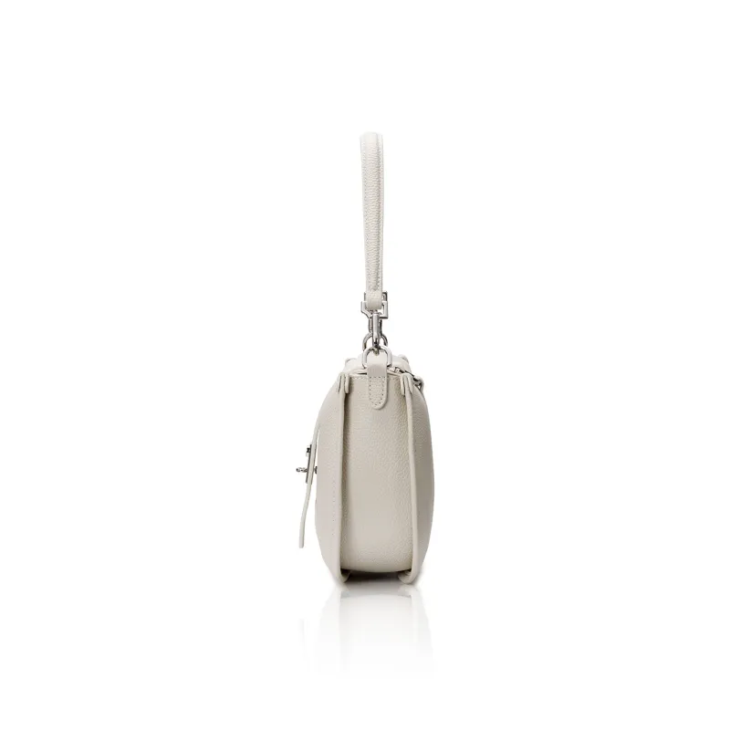 ROBERTA DI CAMERINO Cow Leather Crescent Bag, Crossbody Bag, Shoulder Bag Women's Black/Beige-9