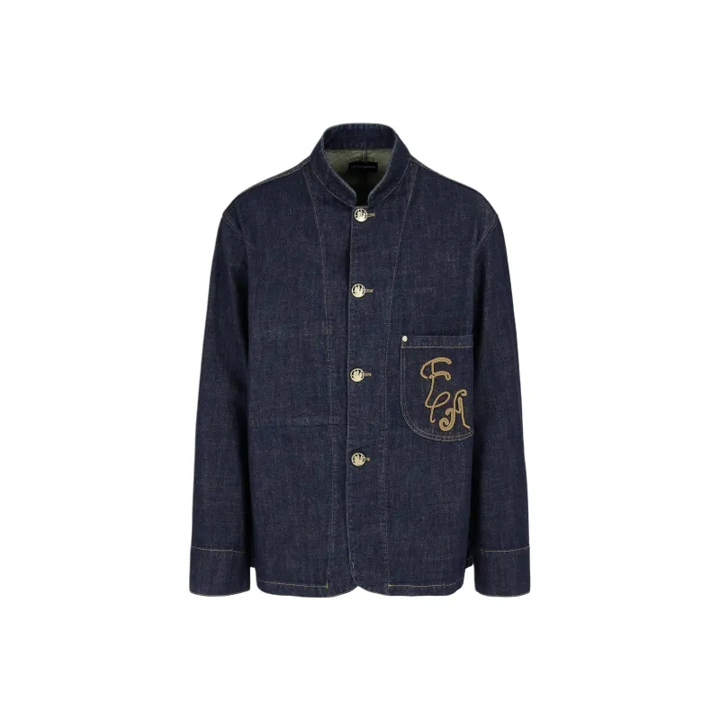 EMPORIO ARMANI Logo embroidered Denim Jacket-0
