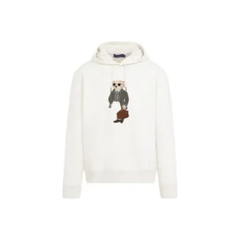 Ralph Lauren Purple Label Bear Printed Drawstring Hoodie