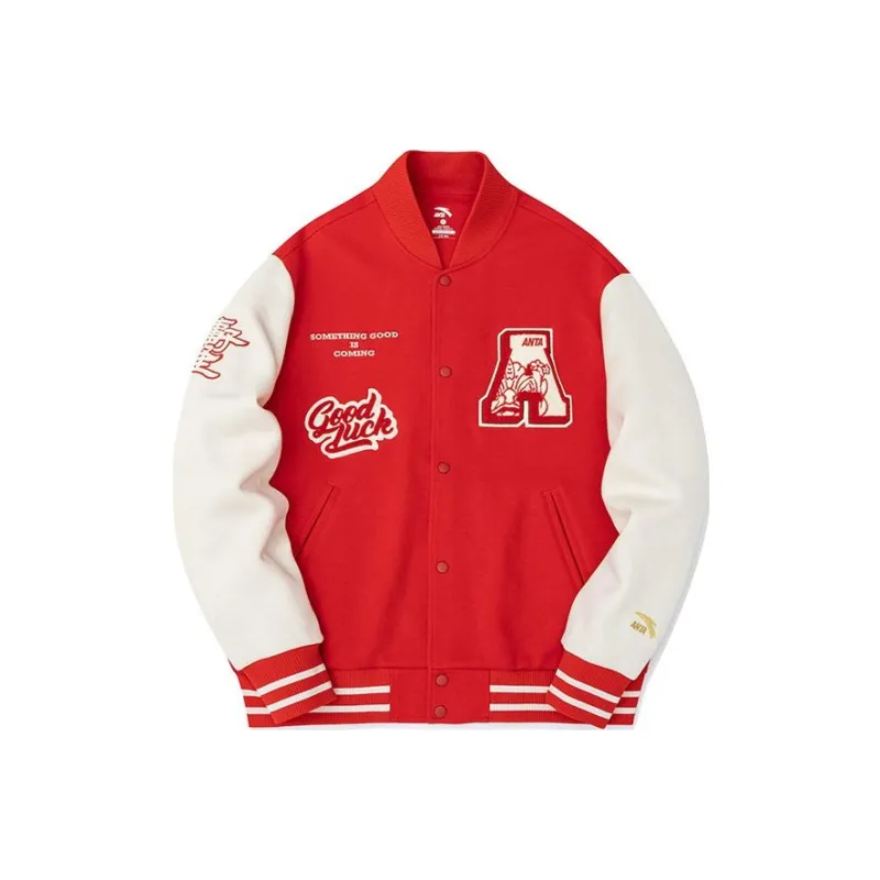 Anta Baseball Jacket Unisex Red-0