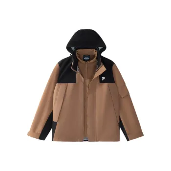 FILA FUSION FOB Warm Water-Repellent Windproof Windbreaker Jacket Unisex 2-Piece Set Mulberry Tree Brown