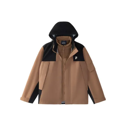 FILA FUSION FOB Warm Water Repellent Windproof Windbreaker Jacket Unisex 2 Piece Set Mulberry Tree Brown