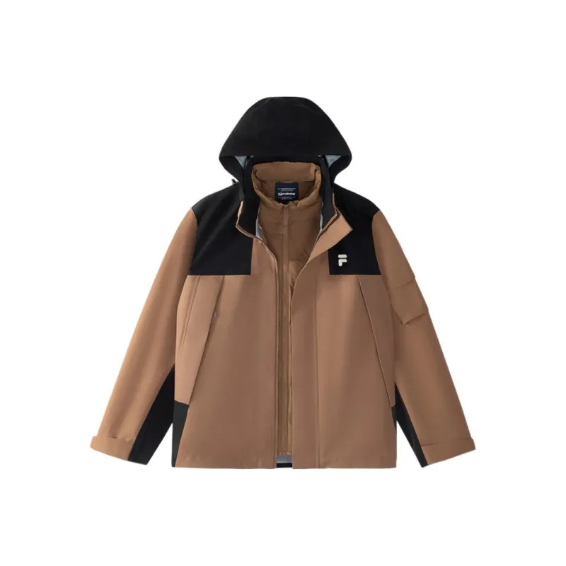 FILA FUSION FOB Warm Water-Repellent Windproof Windbreaker Jacket Unisex 2-Piece Set Mulberry Tree Brown-0