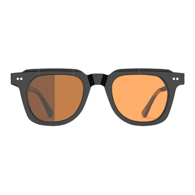 MID Plate And Metal Round Sunglasses Unisex Black-6