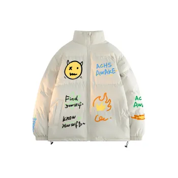 ACHS AWAKE Dinosaur Graffiti Unisex Quilted Jacket