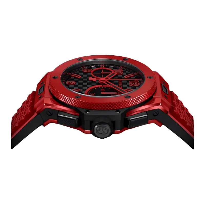 HUBLOT Automatic Mechanical Movement Unisex Watch 43mm Red Watch Dial Ceramic Watch Case Rubber Strap-3