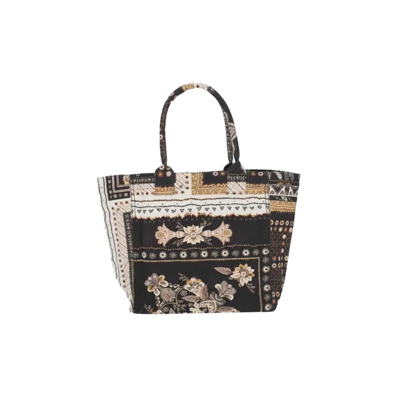 ISABEL MARANT Cotton Tote Bag, Shopping Bag, Handbag Trumpets Women's Brown & Black-3
