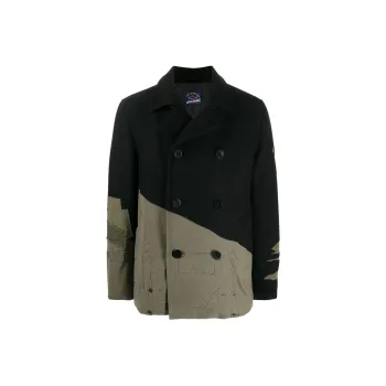 GREG LAUREN Contrast Panel Distressed Peacoat