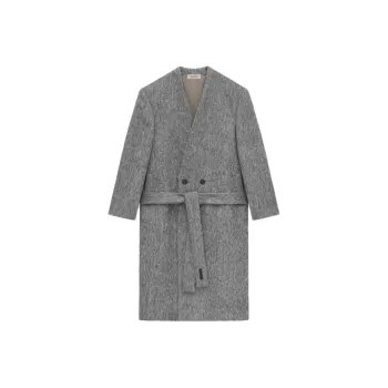 Fear Of God SS24 Season 8 Collection Alpaca Wool Lapelless Overcoat Coat Unisex Gray/ASH