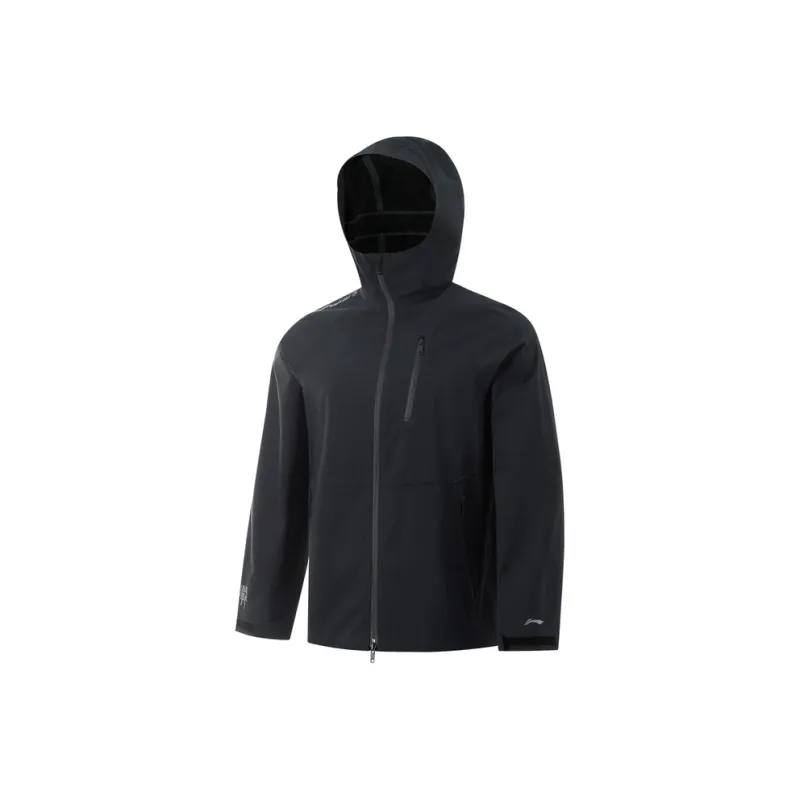 LiNing Windproof Outdoor Hiking Hard Shell Windbreaker Jacket Unisex Black-0
