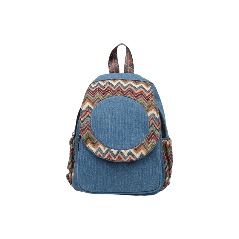 Wenpercy Denim Fabric Backpack Women's Multicolor-6