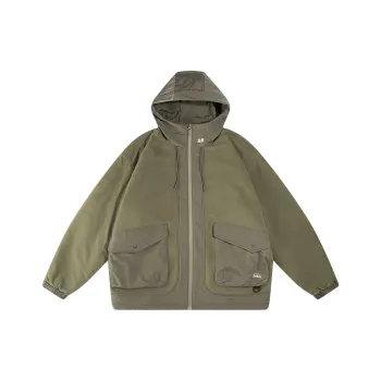 SET FUNS Autumn And Winter Season Outdoor Style Jacket Brand Logo Men's Olive Green
