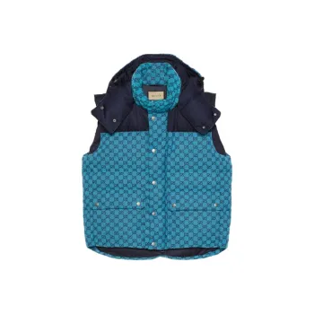 GUCCI SS24 Down Vest Jacket Men's Blue