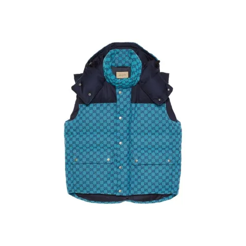 GUCCI SS24 Down Vest Jacket Men's Blue