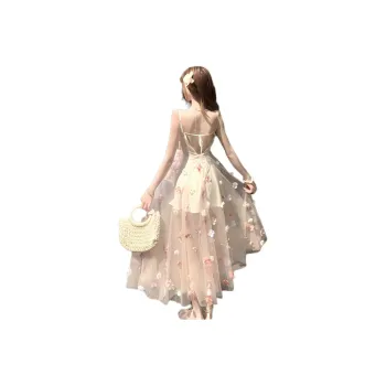 Flowers In Water Slip Dress Women's Apricot