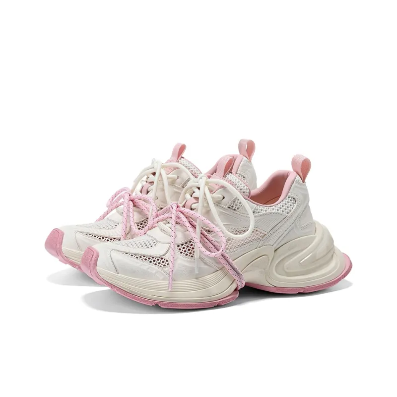 GG CC Platform Casual Cushioning, Slip Resistant, And Abrasion Resistant Low Top Cut Out Mesh Chunky Sneakers Women's-1