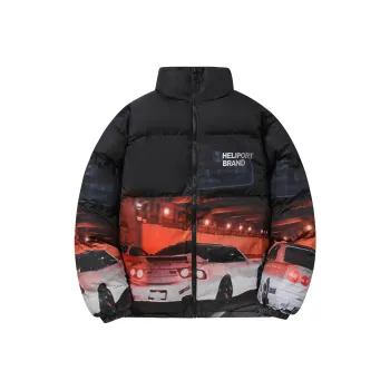 HELIPORT Letter Stand Collar Loose Fit Thickened Puffer Jacket Unisex Black