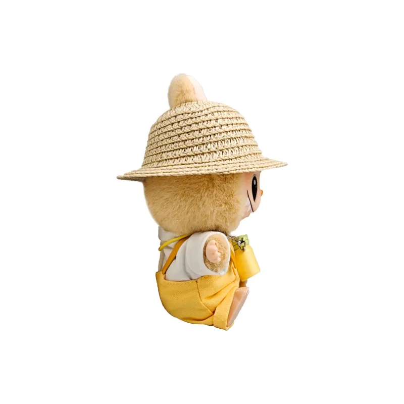 [Modified Doll] POP MART THEMONSTERS BNK Small Straw Hat Hang Tag Box Labubu Vinyl, Sitting Party Height 15cm-2