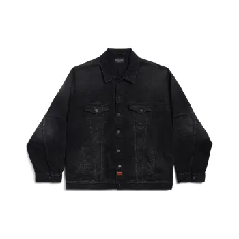 Balenciaga Denim Jacket Loose Fit Style Men's Midnight Blue