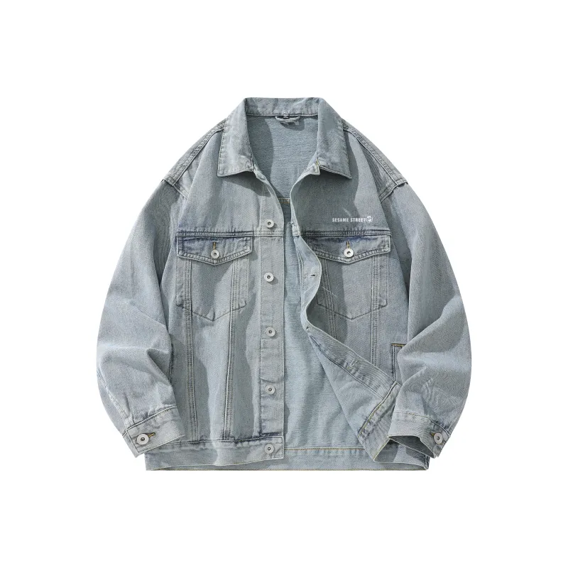 SESAME STREET Denim Jacket Unisex Vintage Blue-7