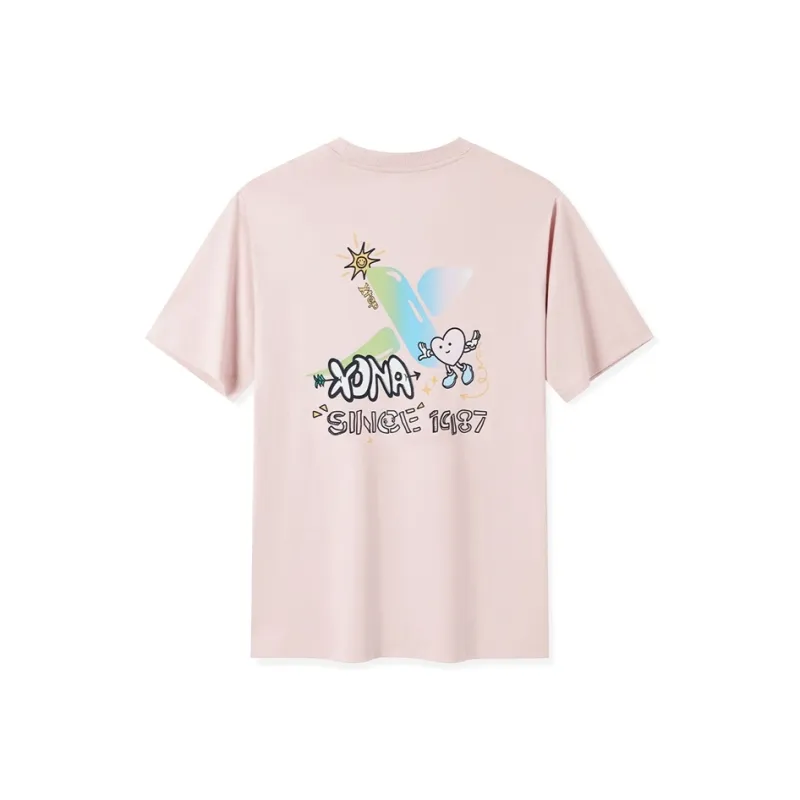 XTEP Sports Life Collection T Shirt Unisex Shimmering Pink Moon-1