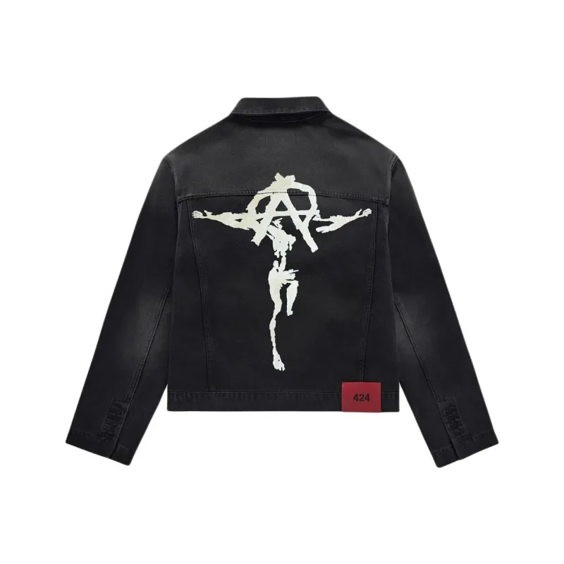 424 Denim Jackets Unisex Black-0