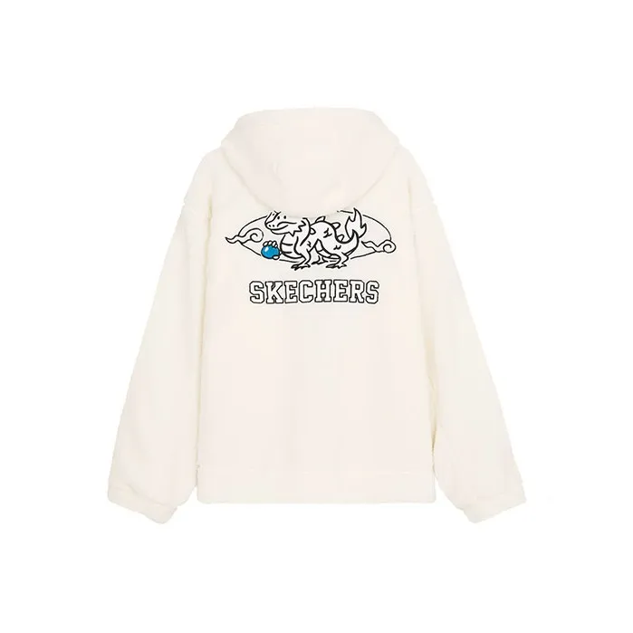 Skechers New Year Velvet-feel Coat Unisex Cream Beige White-0