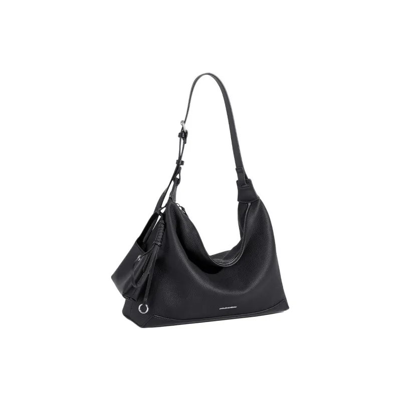 CNOLES Top Grain Cow Leather Hobo Bag Shoulder Bag Women's Black/Yellow Brown-1