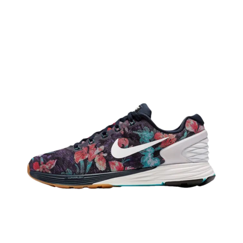 Nike Lunarglide 6 Slip Resistant And Breathable Low Top Casual Running Shoes Unisex Black Blue-0
