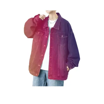 JCUI Denim Jacket Unisex Red Orange