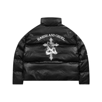 HARSH AND CRUEL FW22 Stand Collar Loose Fit Puffer Jacket Unisex Black