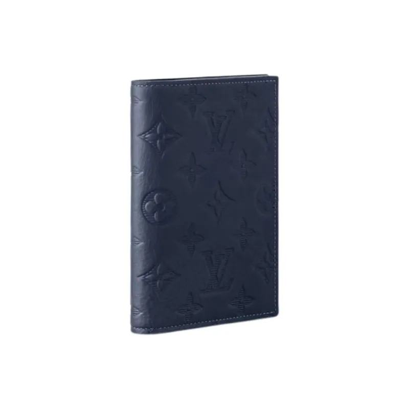 LOUIS VUITTON Embossed Calfskin Passport Holder Men's Marine Blue-1