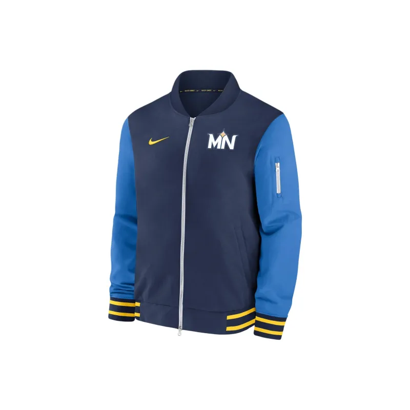 Nike Minnesota Twins Authentic Collection City Connect Game Time Men's Nike Mlb Full Zip Bomber Jacket-0