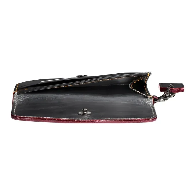 COACH Suede With Leather Clutch Card Holder Coin Purse Trumpets Women's Black-1