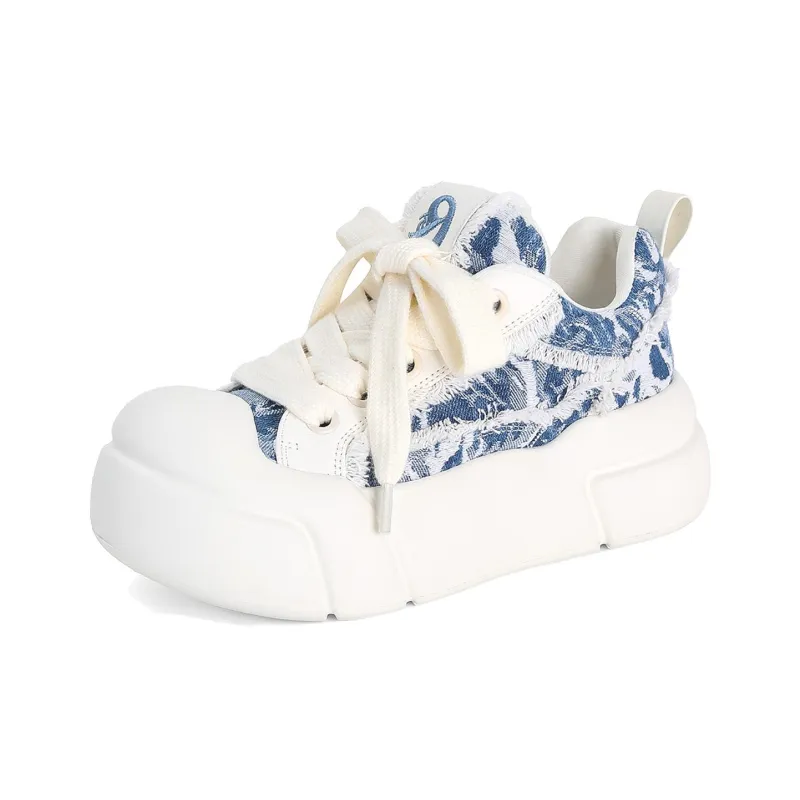 FAICCIA Preppy Style Trendy Shoes Hong Kong Chic Design Puffy Shoes Skateboard Shoes Women's-4